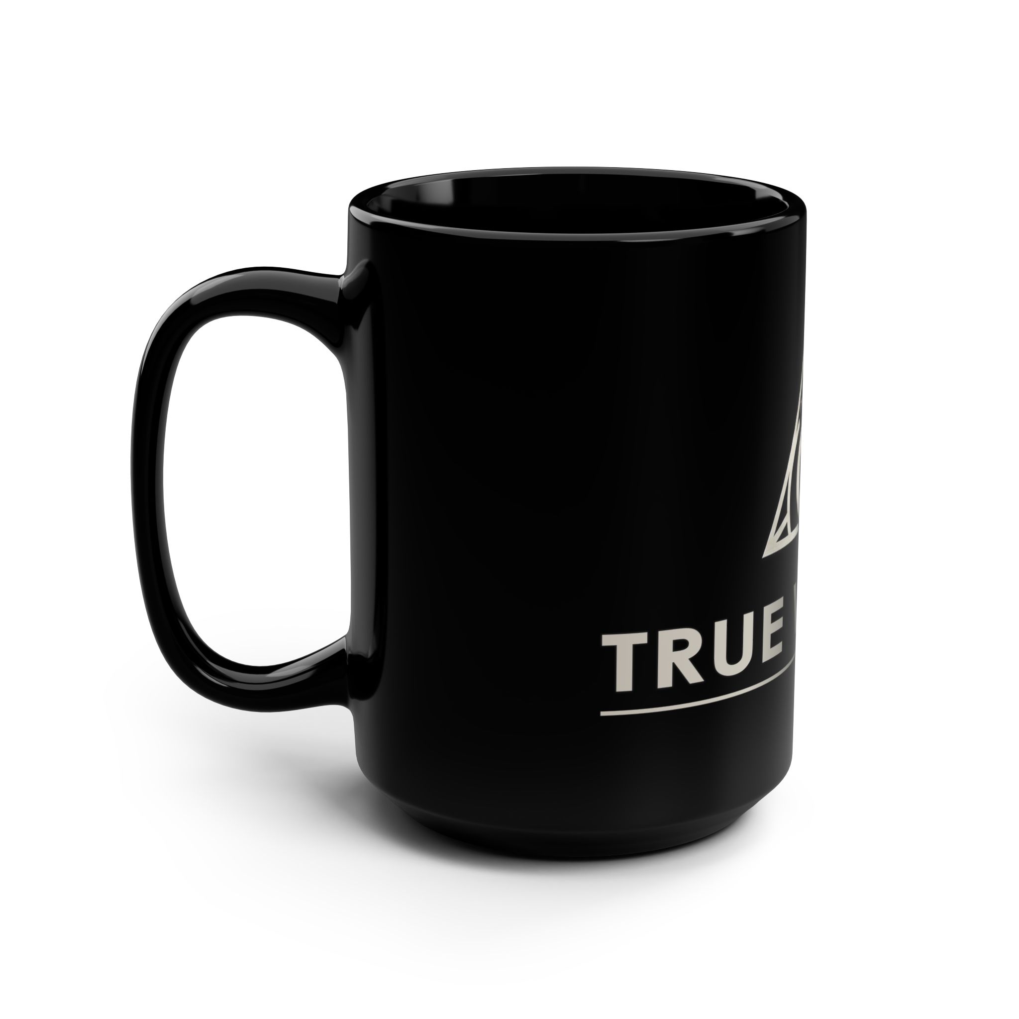 True Wealth Black 15oz Ceramic Mug — Minimalist Symbol Coffee Cup - Image 4