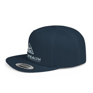True Wealth Flat Bill Snapback Hat — Triangular Logo Streetwear Cap