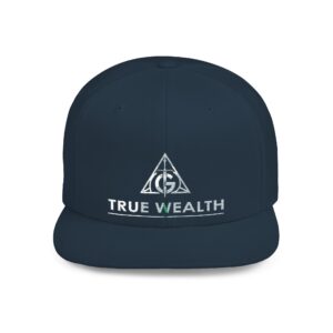 True Wealth Flat Bill Snapback Hat — Triangular Logo Streetwear Cap