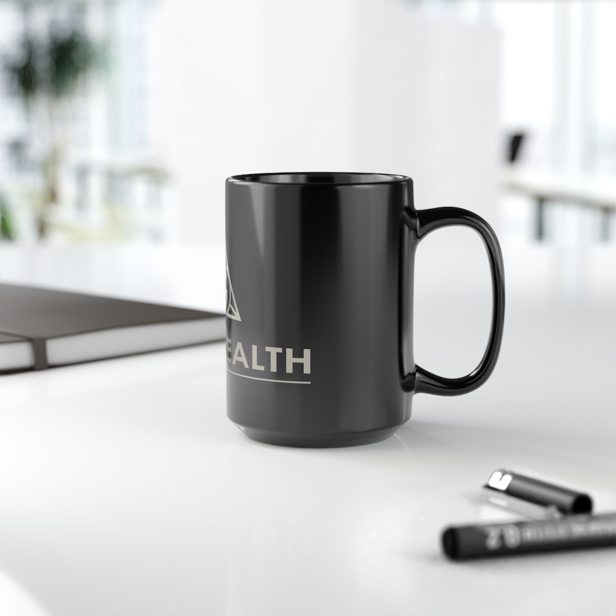True Wealth Black 15oz Ceramic Mug — Minimalist Symbol Coffee Cup - Image 7
